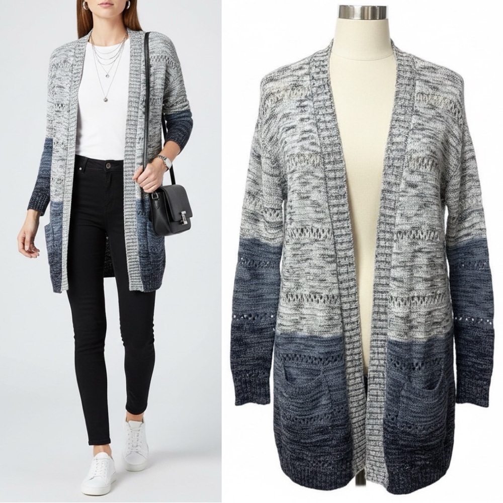 Mia + Tess | NWOT Boho Designs Ombre Open Front Cardigan (Size S)